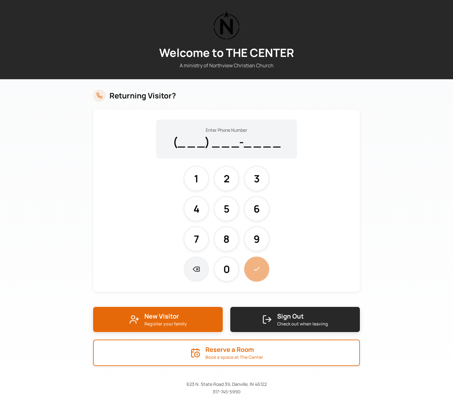 The Center Check-In System screenshot